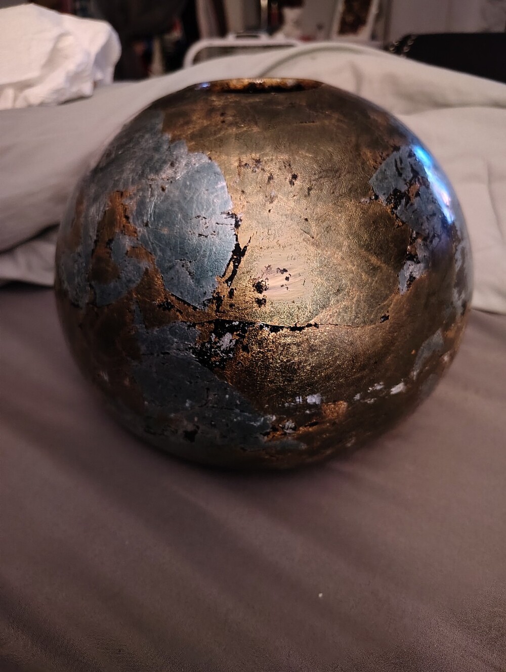Source Unknown Gold and Silver Metallic Decorative Orb